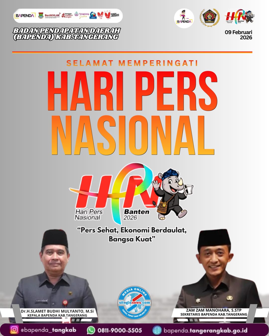 Bapenda Kabupaten Tangerang Mengucapkan Selamat HPN 2026.