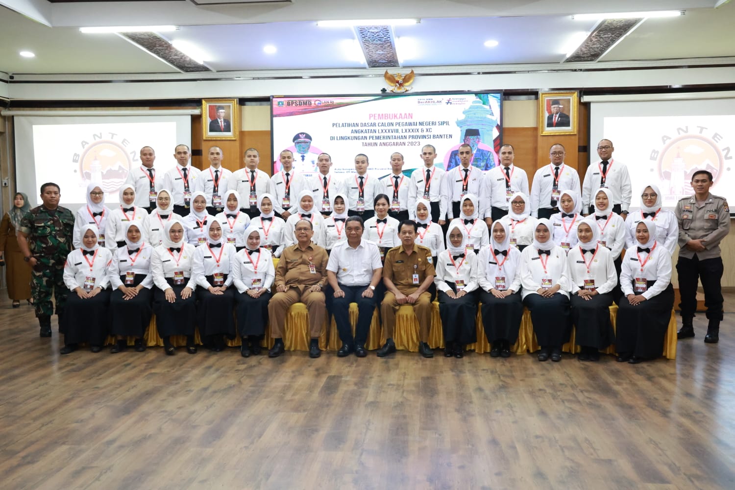 Kegiatan Pelatihan Dasar (Latsar) CPNS di Aula Bougenville BPSDM Provinsi Banten, Kabupaten Pandeglang, Selasa (9/5/2023).