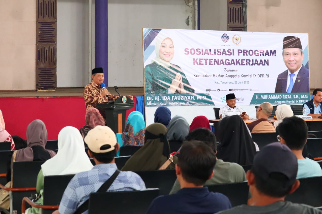 Muhammad Rizal DPR RI Gandeng Kementerian Ketenagakerjaan Gelar Sosialisasi Program Ketenagakerjaan di Curug Kabupaten Tangerang