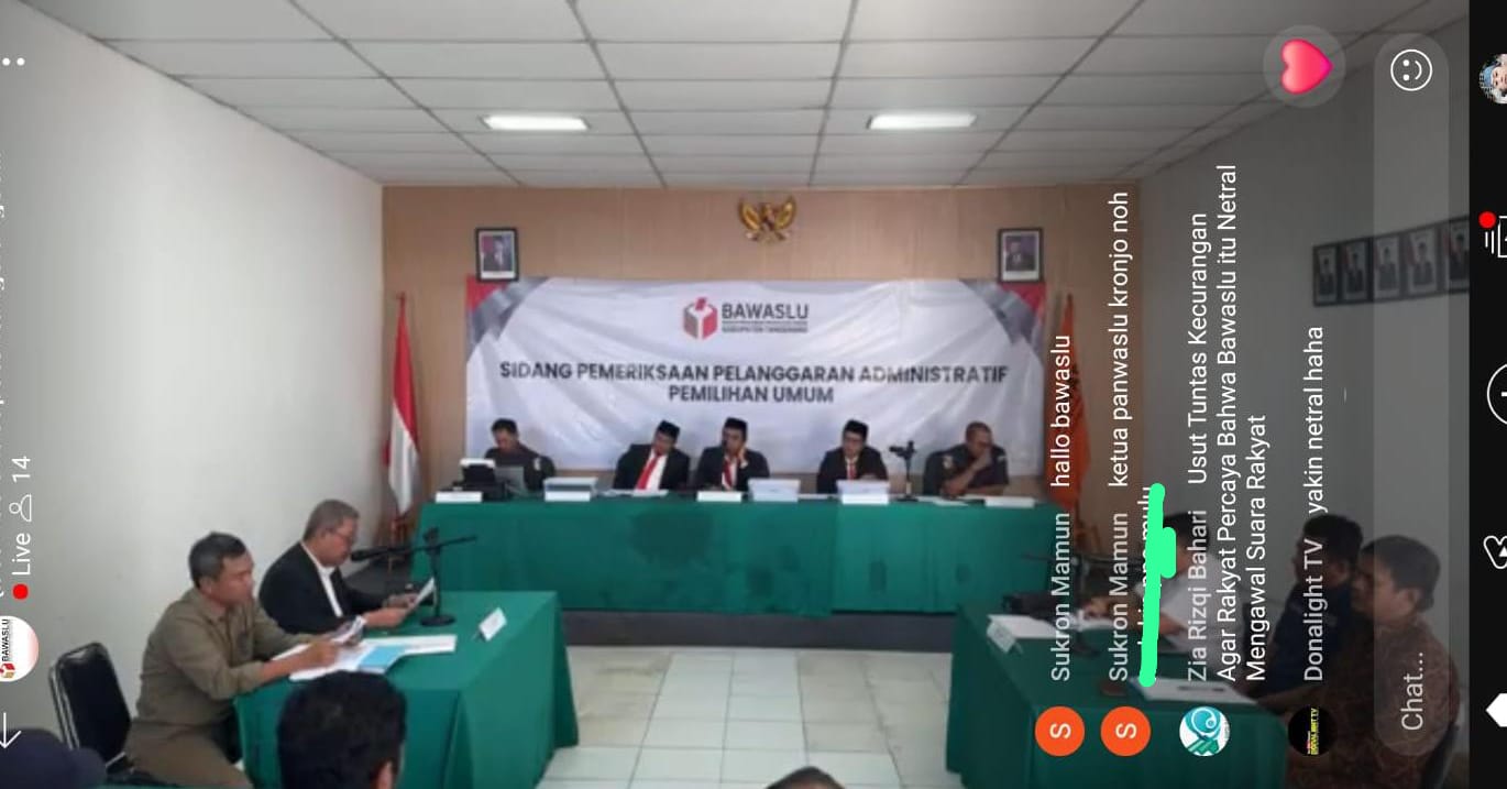 Sidang Pelapor Muhammad Rizal Caleg PAN DPR RI Soal Penggelembungan Suara Dimulai Bawaslu Kabupaten Tangerang, Terlapor Belum Siap Jawab