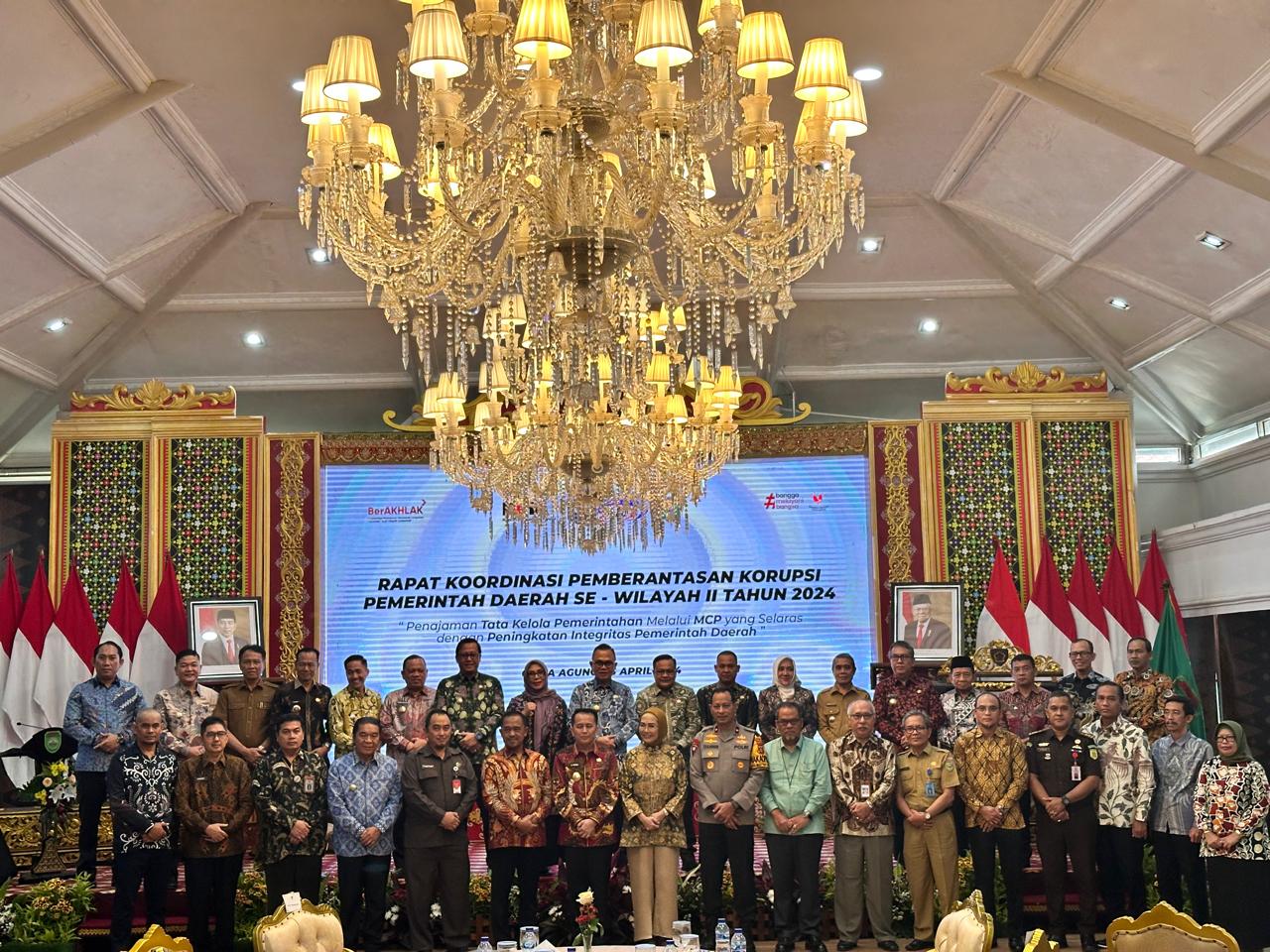 Rapat Koordinasi Pemberantasan Korupsi Pemerintah Daerah se-Wilayah II Tahun 2024 di Joglo Griya Agung Palembang, Sumatera Selatan.