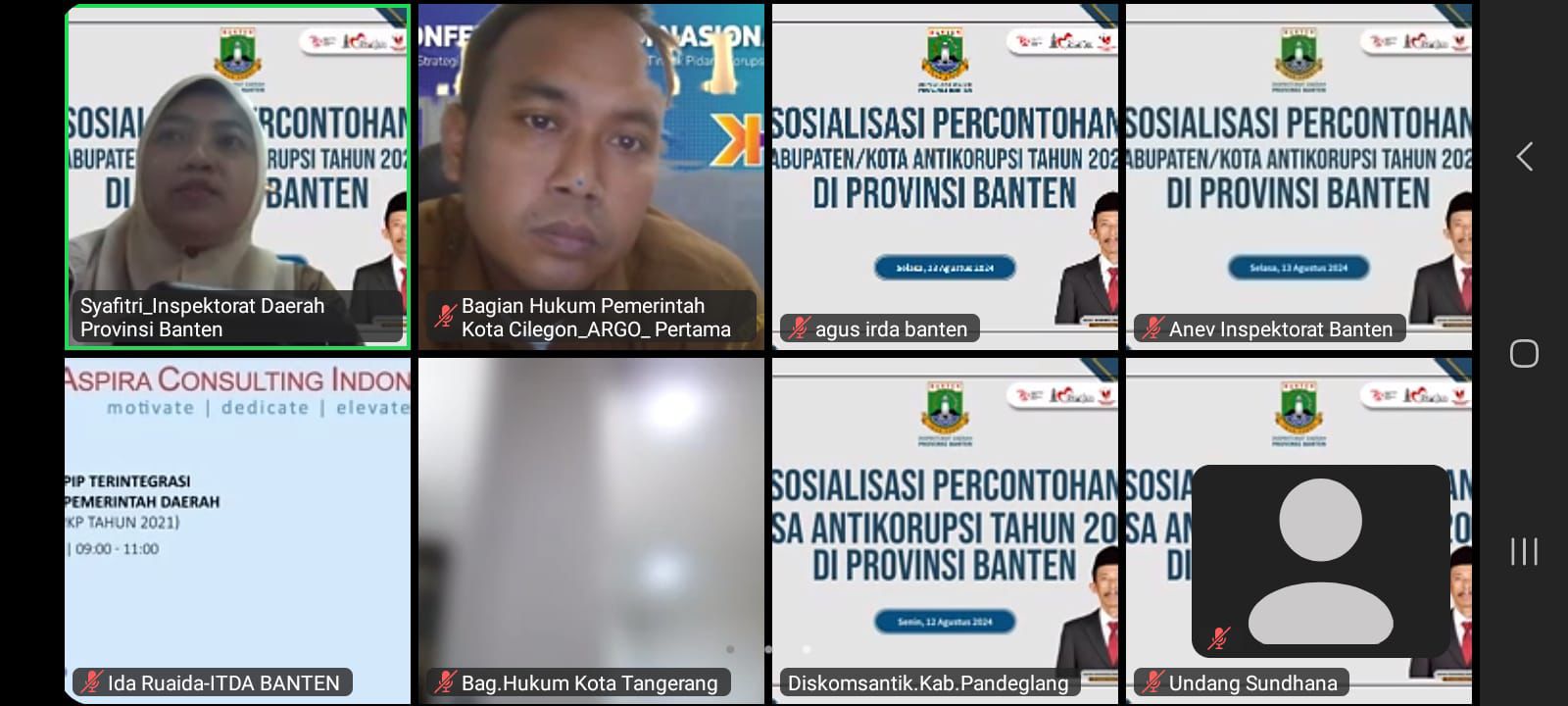 Sosialisasi Percontohan Kabupaten/Kota Antikorupsi secara virtual.