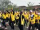 Ketua DPD II Golkar Kota Serang, Ratu Ria Maryana saat senam bersama para kader Golkar.