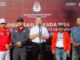 Ketua KPU Banten Muhamad Ihsan bersama Komisioner jajarannya Bareng Pjs Tabrani.