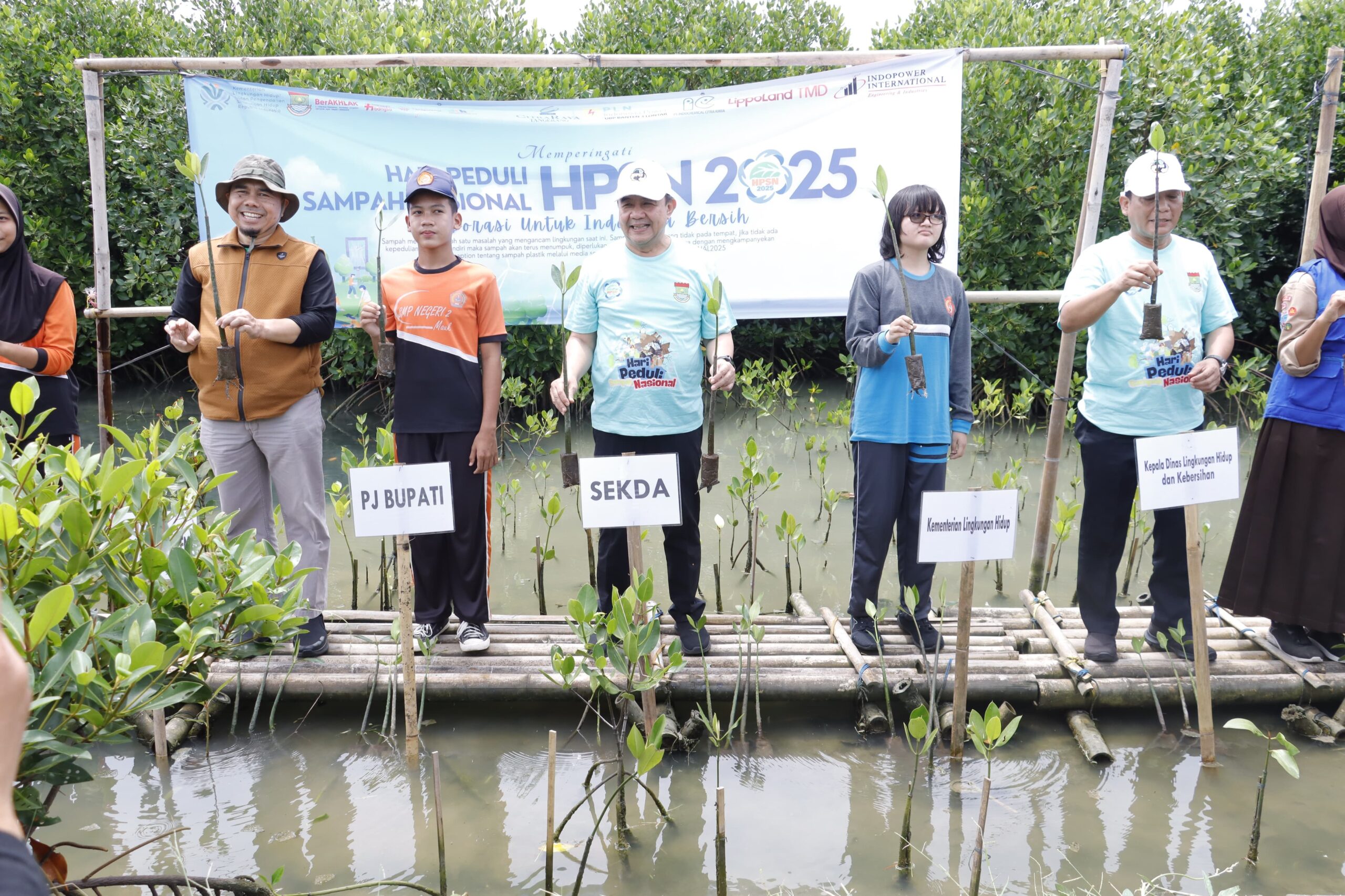 Sekda Soma bersama jajarannya saat menanam bibit pohon mangrove.