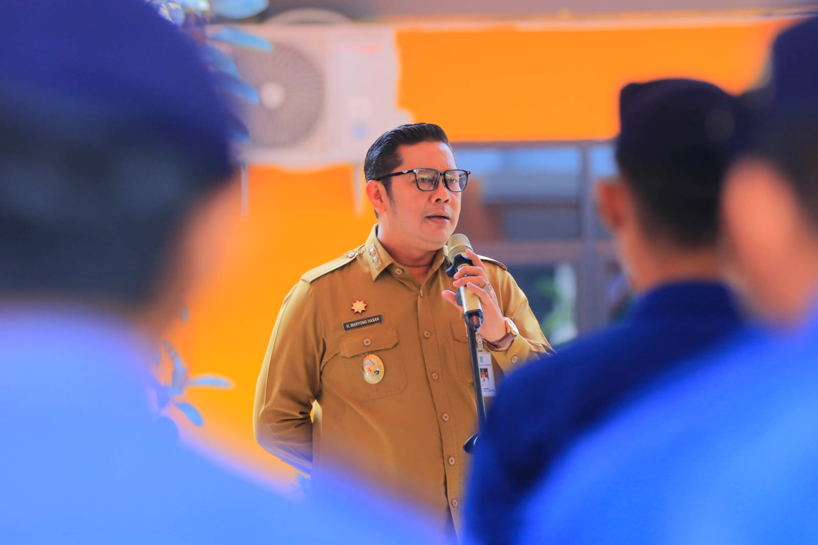 Maryono Wakil Wali Kota Tangerang saat memimpin apel di BPBD.