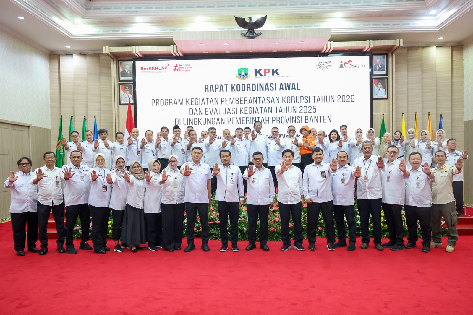 Kegiatan Rapat Koordinasi Awal Program Kegiatan Pemberantasan Korupsi Tahun 2026 dan Evaluasi Kegiatan Tahun 2025 di Pendopo Gubernur Banten, Kawasan Pusat Pemerintahan Provinsi Banten (KP3B), Kota Serang, Rabu (4/2/2026).