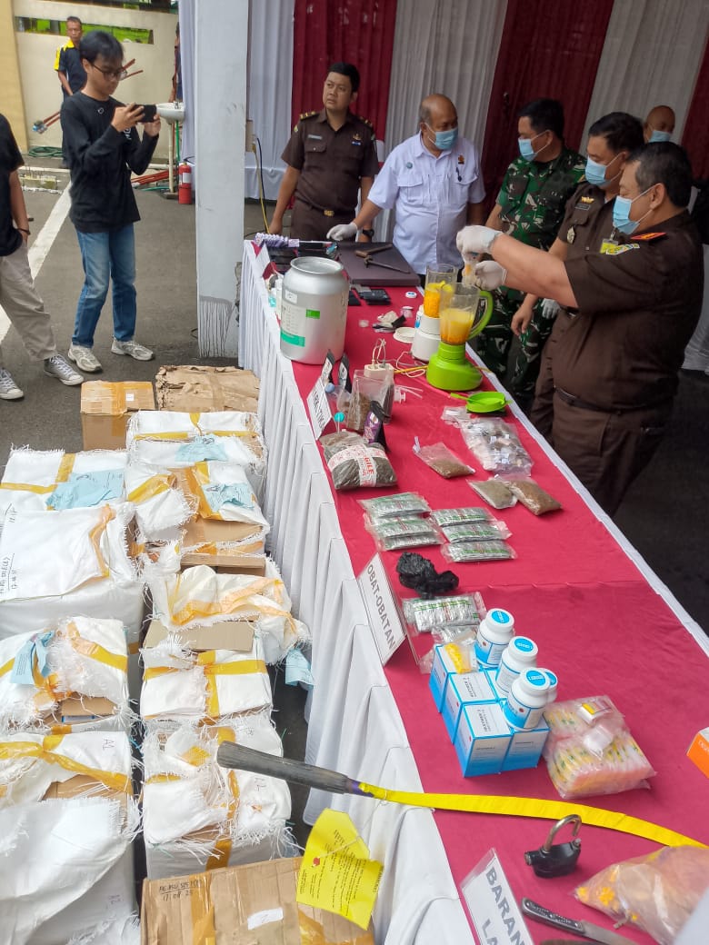 Pemusnahan Barang Bukti Narkotika di Kejari Kabupaten Tangerang.