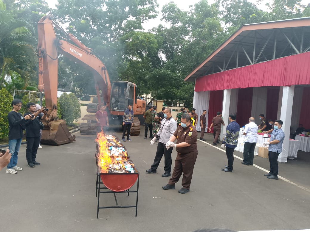 Pemusnahan Barang Bukti Narkotika di Kejari Kabupaten Tangerang.