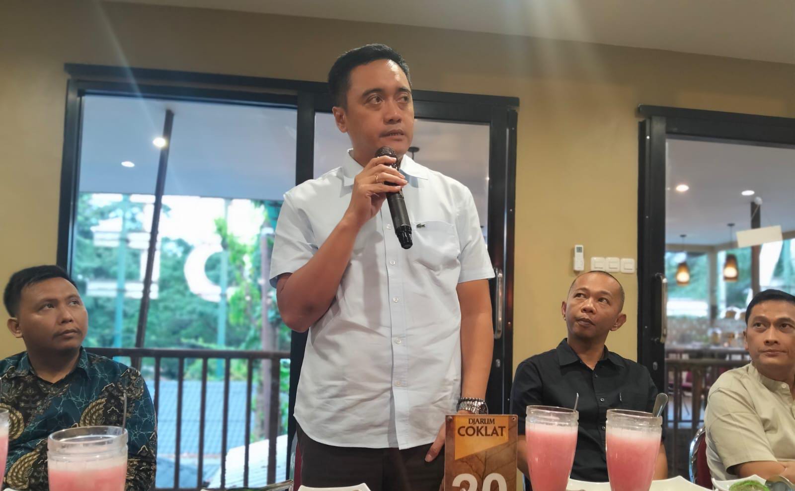 Kepala Kejaksaan Negeri Kabupaten Tangerang Wahyudi Eko Husodo saat menyampaikan sambutannya di kegiatan buka puasa bersama para jurnalis.