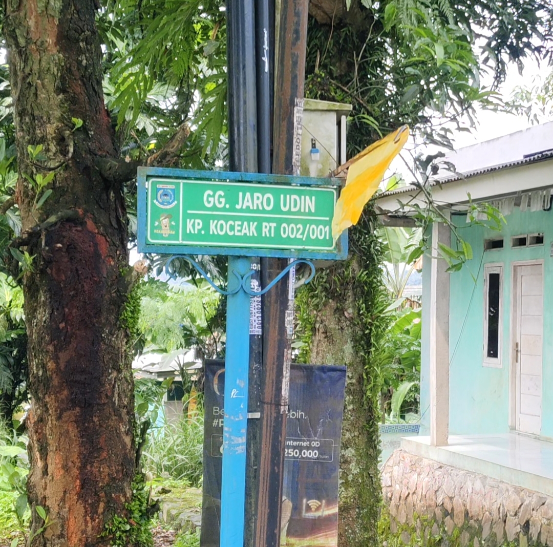 Tampak Tiang PJU dipasangi bendera kuning.