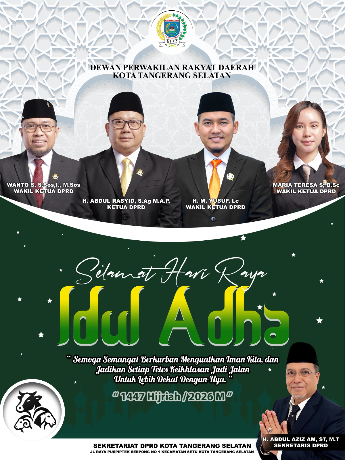 DPRD Kota Tangerang Selatan Mengucapkan Selamat Hari Raya Idul Adha 2026.