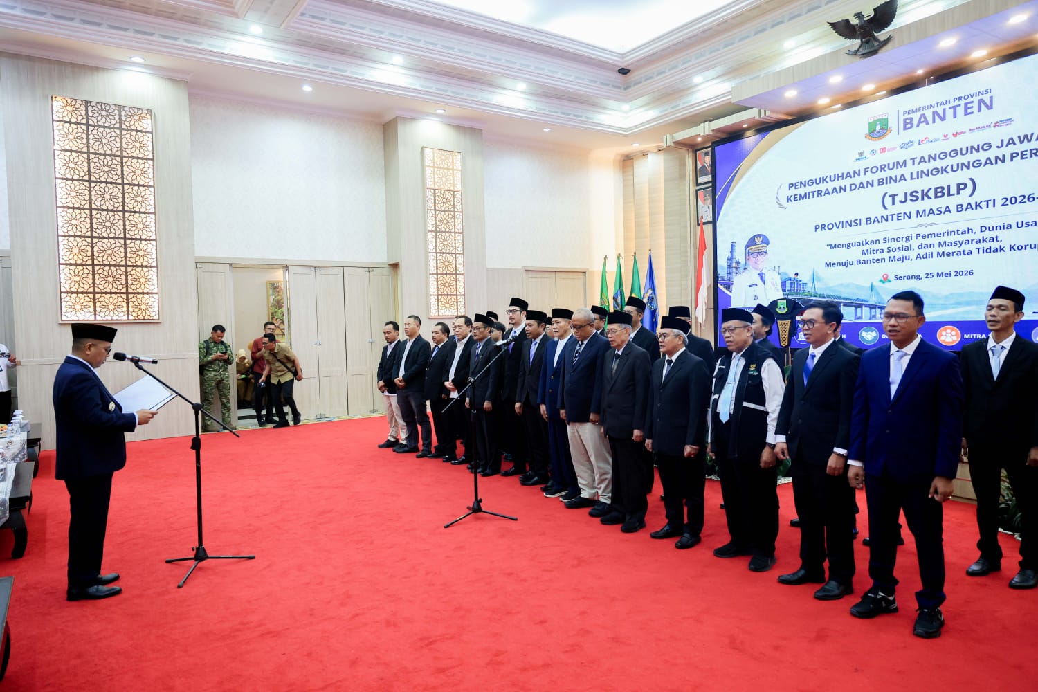 Pengukuhan pengurus Forum TJSKBLP Provinsi Banten masa bakti 2026–2030 di Pendopo Gubernur Banten.