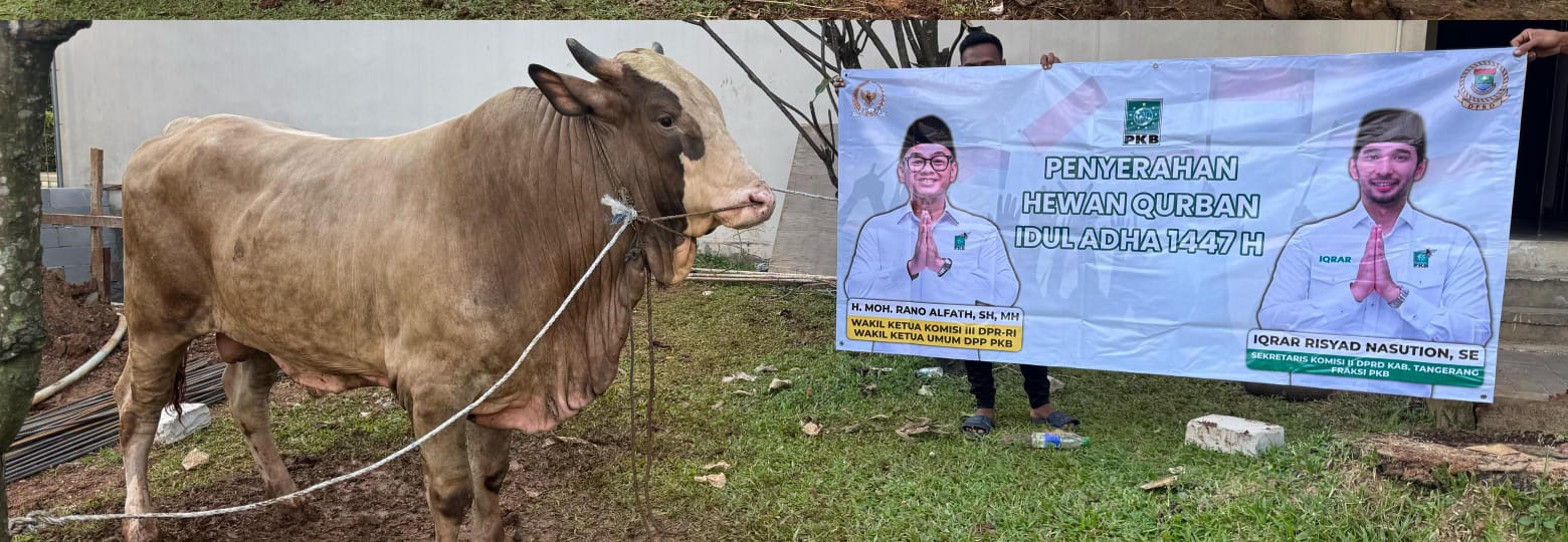 Penyaluran hewan kurban untuk warga dari Dewan Iqrar Risyad Nasution.