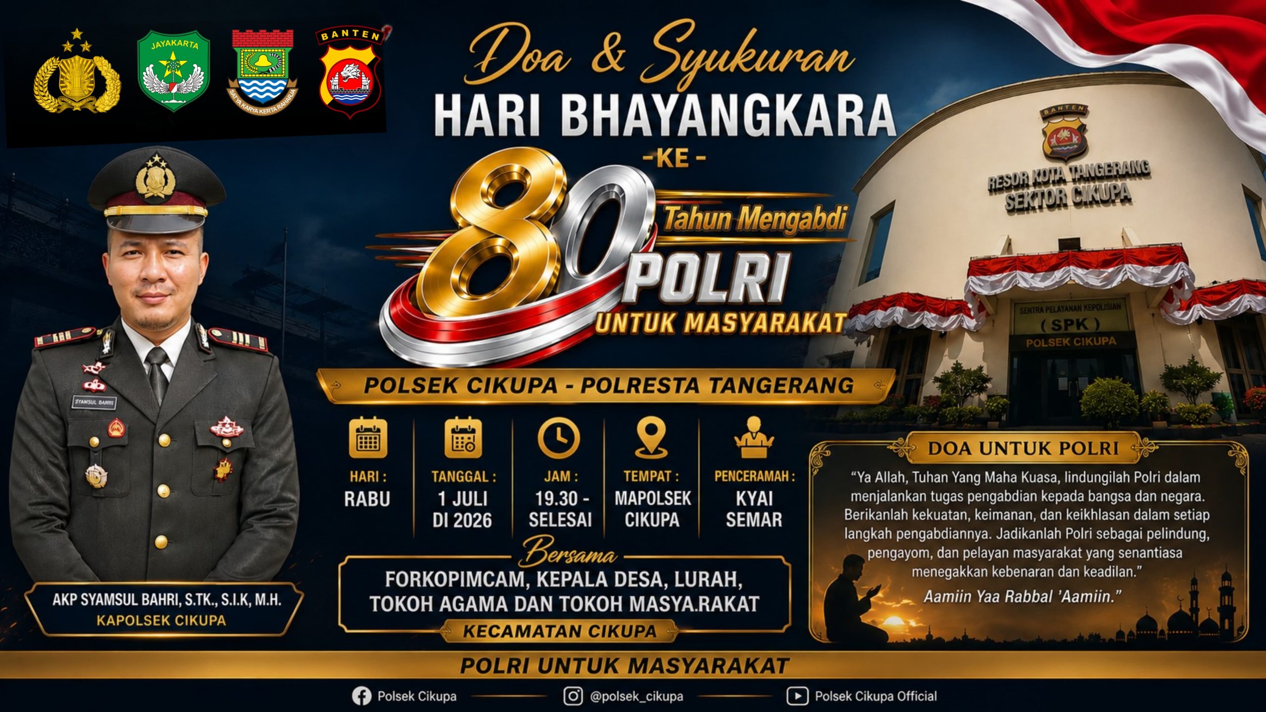 Kegiatan Polsek Cikupa sambut HUT ke 80 Bhayangkara.