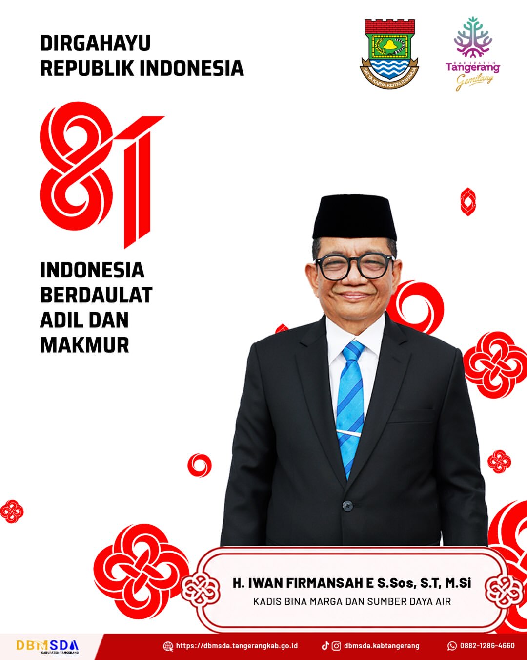 DBMSDA Kabupaten Tangerang Mengucapkan Dirgahayu Republik Indonesia ke 81 Tahun.