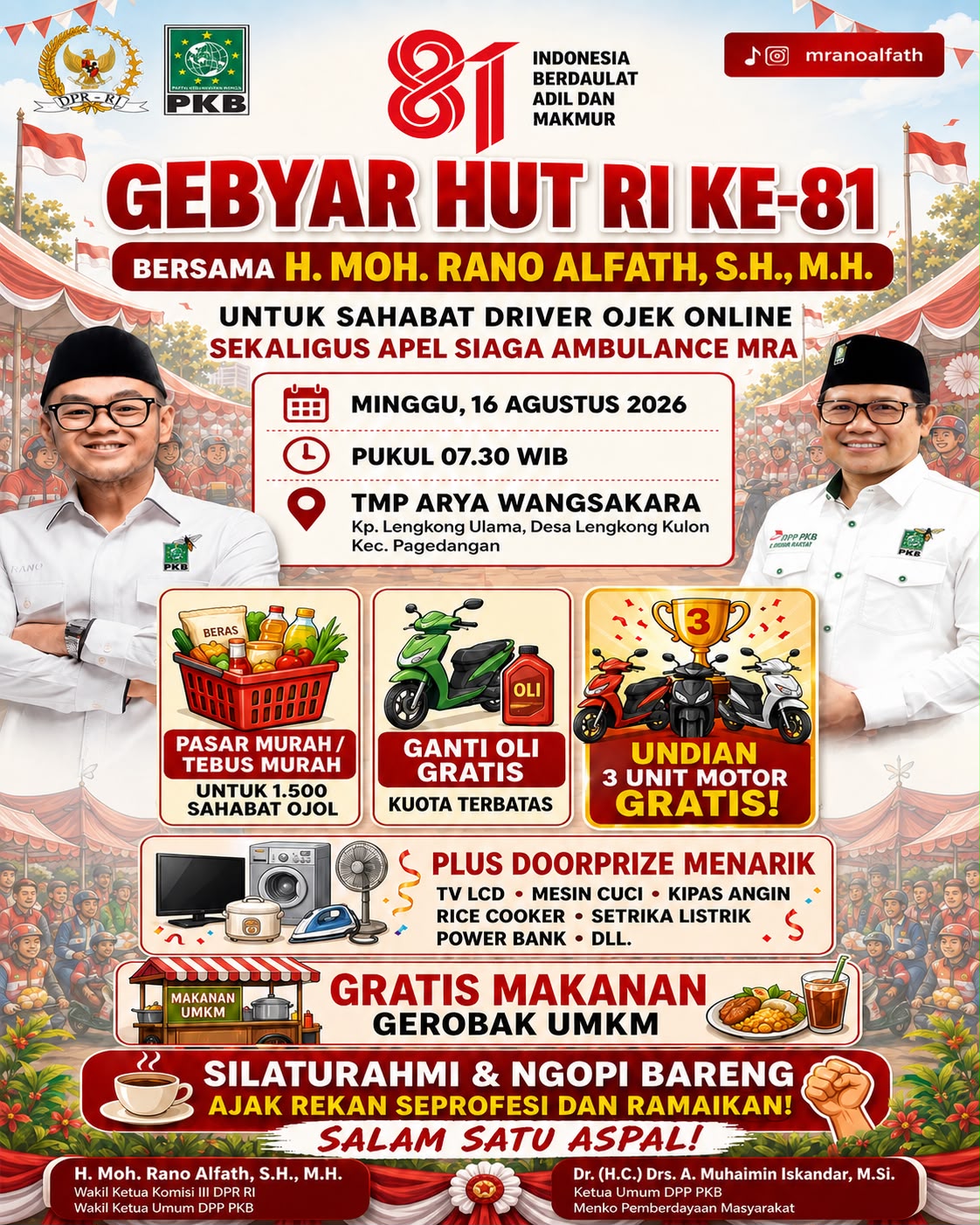 Rano Alfath Rayakan HUT RI ke 81 bersama Driver Ojek Online.