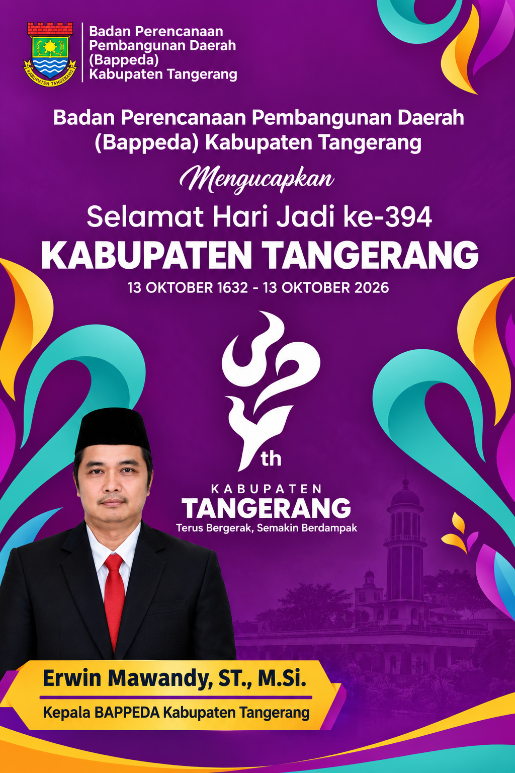 BAPPEDA Kabupaten Tangerang Mengucapkan Selamat Hari Jadi ke 394 Kabupaten Tangerang.