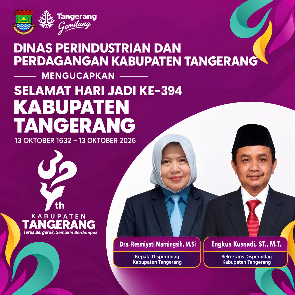 Disperindag Kabupaten Tangerang Mengucapkan Selamat Hari Jadi ke 394 Kabupaten Tangerang.