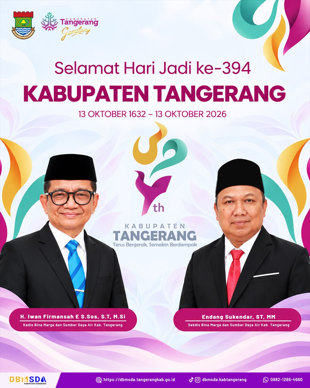 DBMSDA Kabupaten Tangerang Mengucapkan Selamat Hari Jadi ke 394 Kabupaten Tangerang.